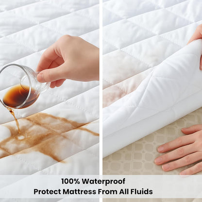 Protège-matelas imperméable à poches profondes avec jupe latérale