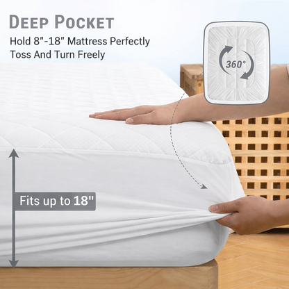 Protège-matelas imperméable à poches profondes avec jupe latérale